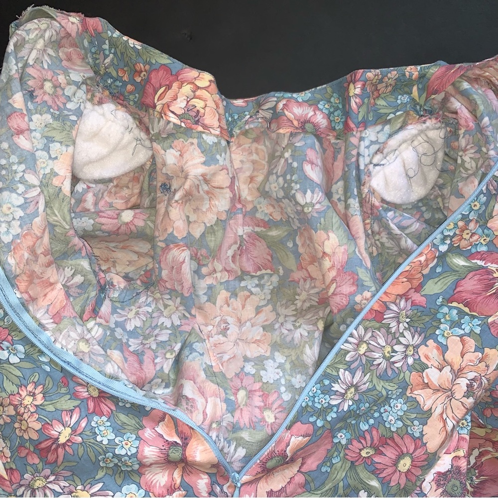v i n t a g e :: Fairycore Babydoll Puff Sleeve Bow Whimsy Floral Mini Dress - Picture 4 of 13
